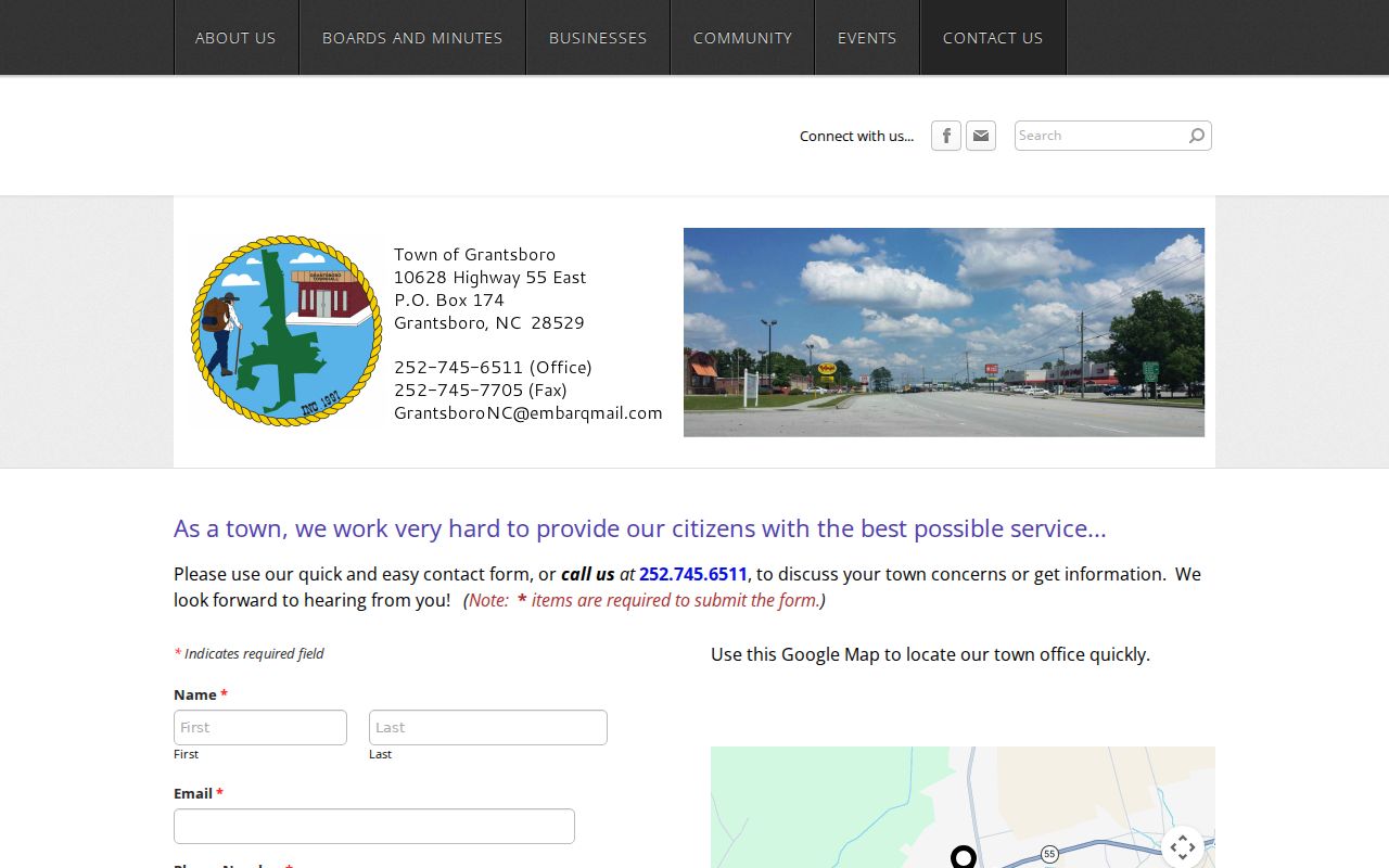 Pamlico County court record search Grantsboro town contact page