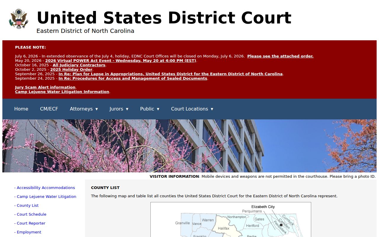 Pamlico County court record search Eastern District county listing