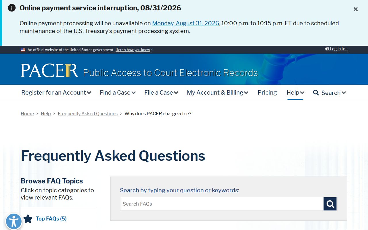 Pamlico County court record search PACER fee information