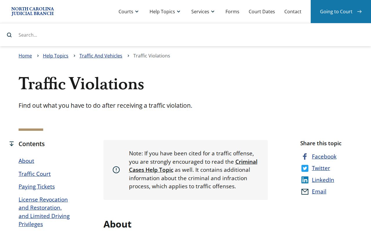 Pamlico County court record search traffic violations court guidance