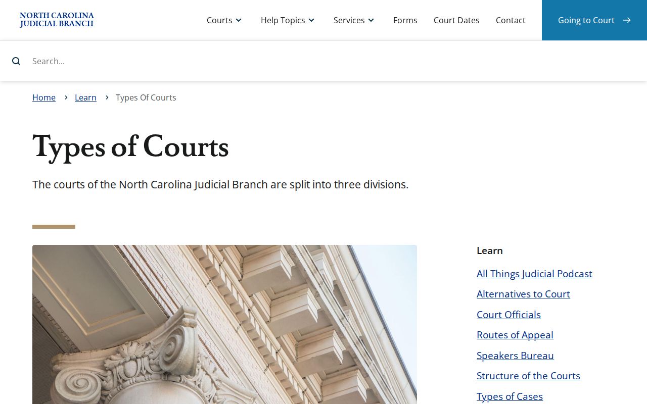 Pamlico County court record search North Carolina court types