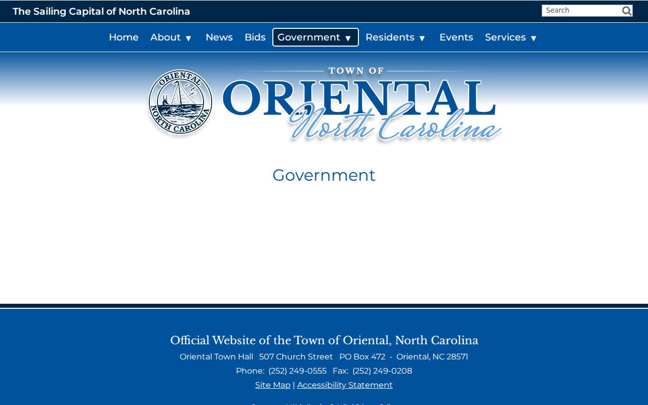 Pamlico County court record search Oriental government page