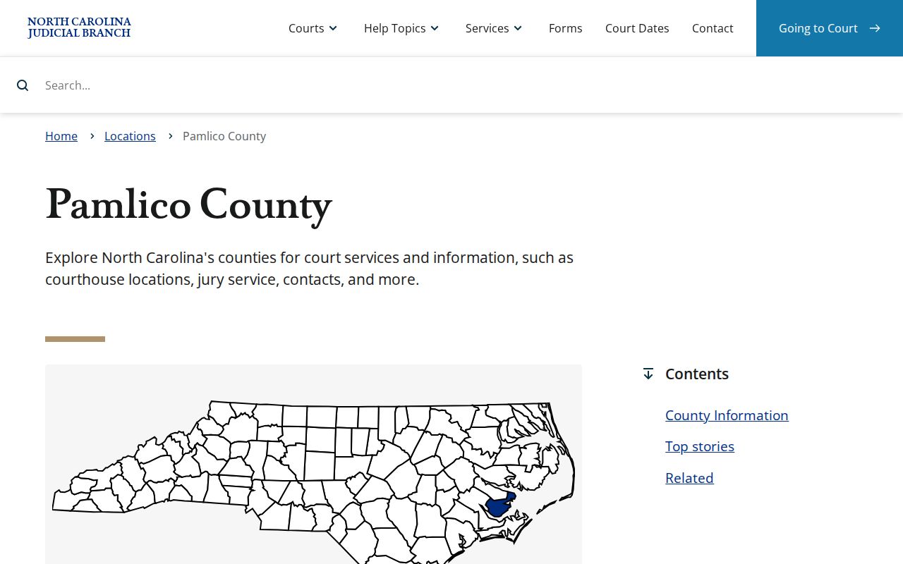 Pamlico County court record search official Judicial Branch location page