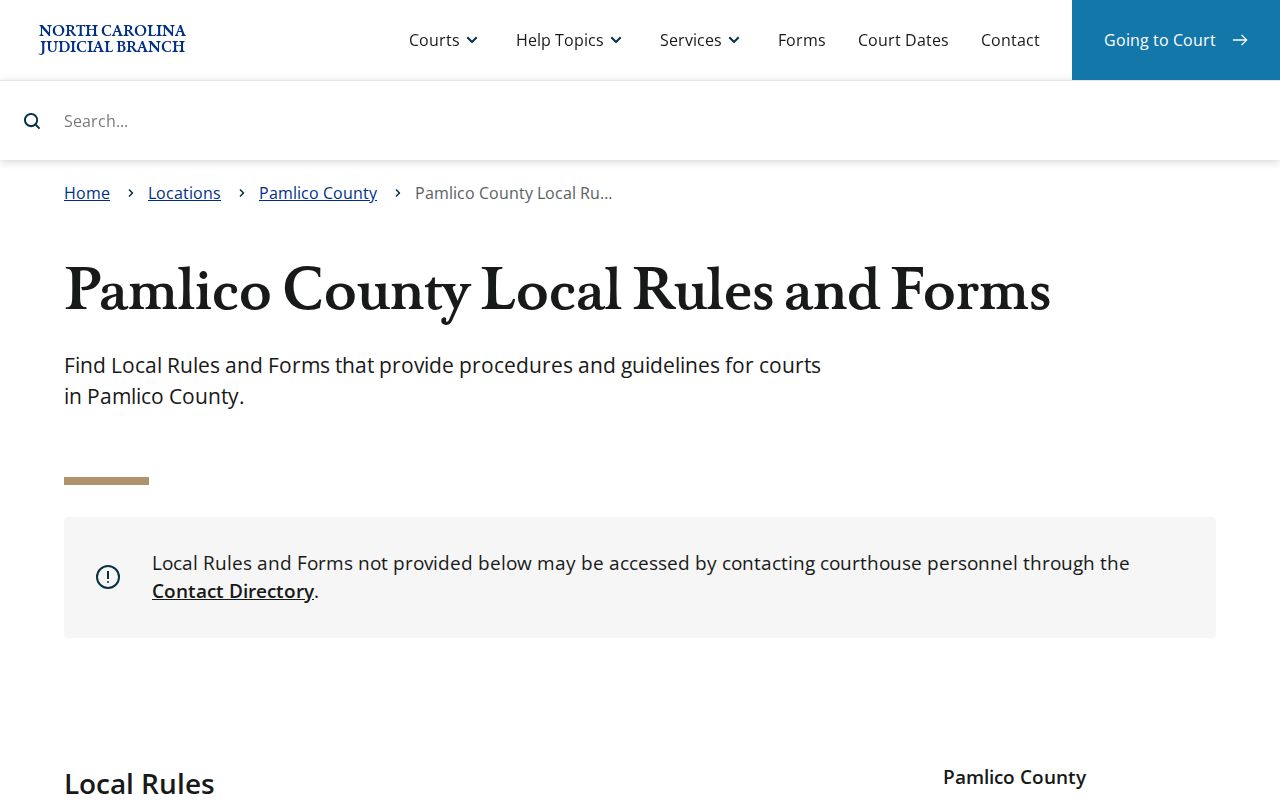 Pamlico County court record search local rules and forms