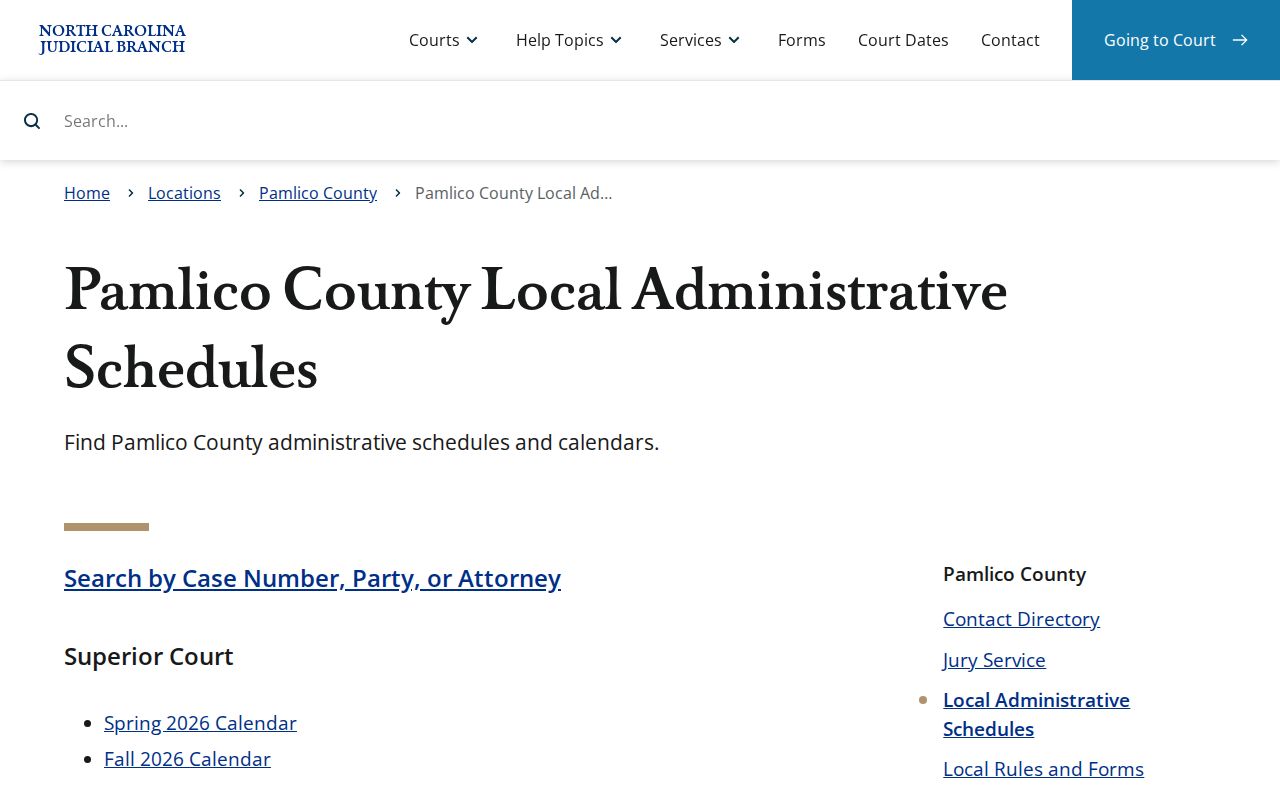 Pamlico County court record search local administrative schedules