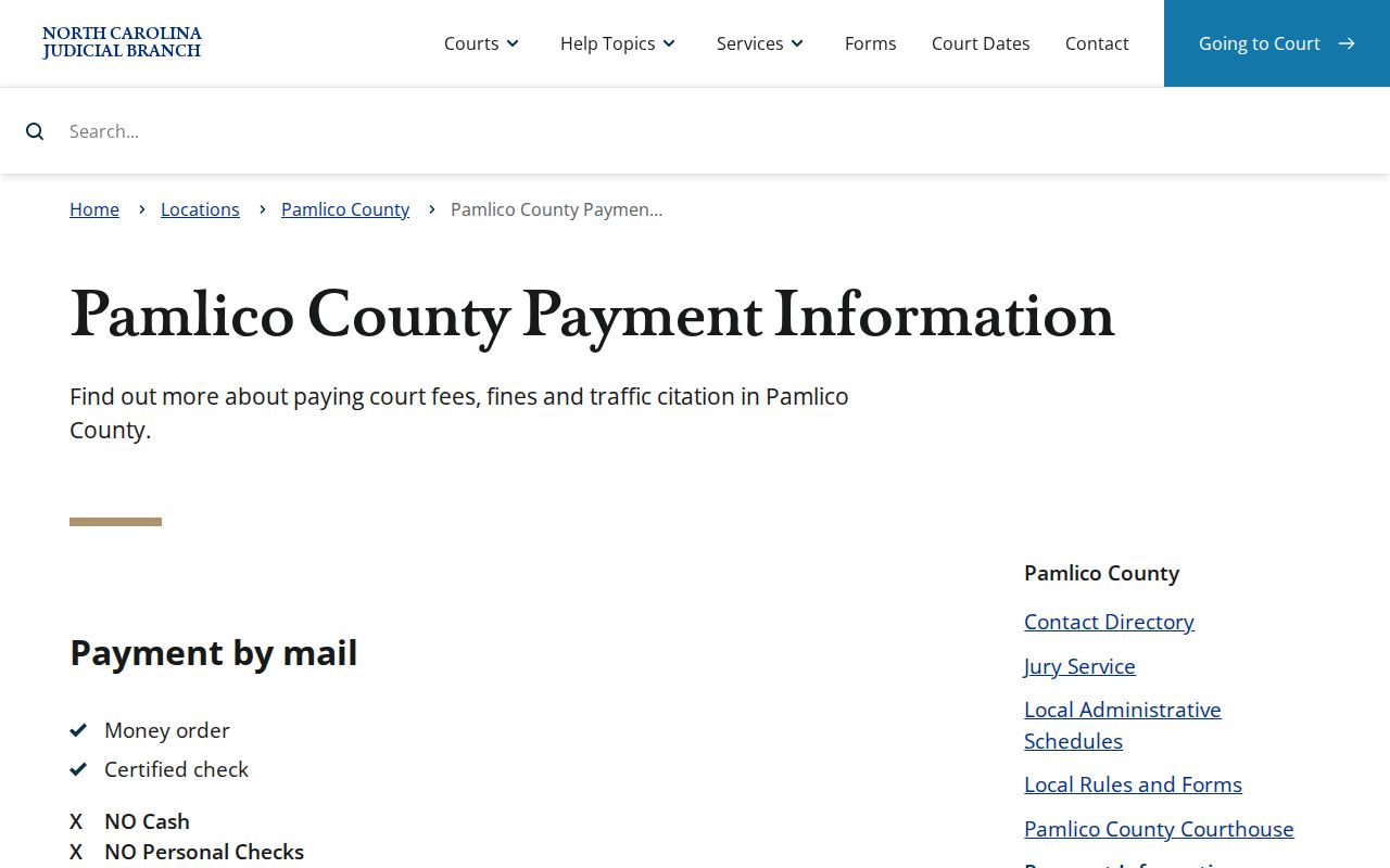 Pamlico County court record search payment information