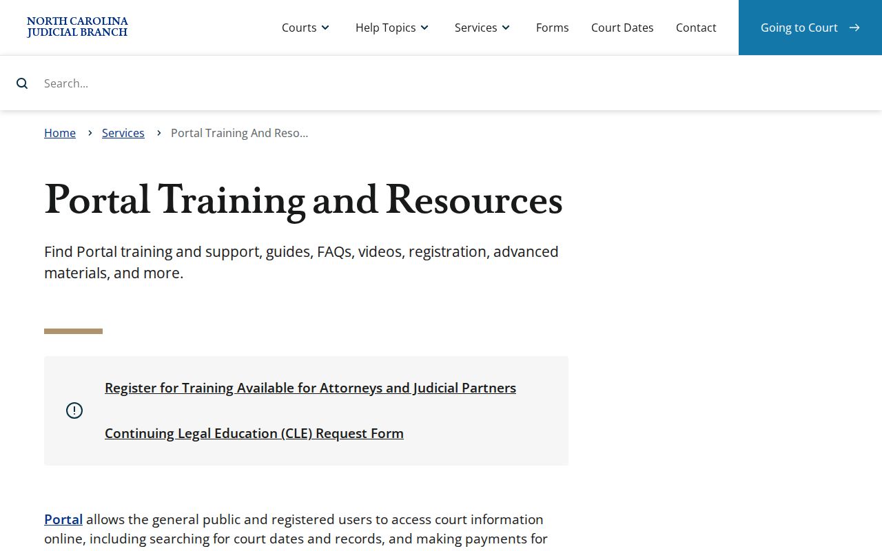 Pamlico County court record search Portal training resources