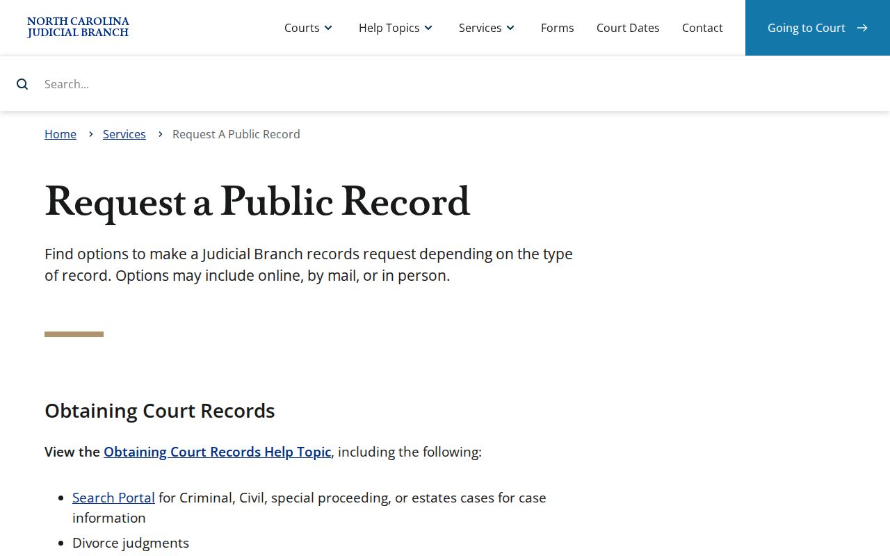 Pamlico County court record search public record request information